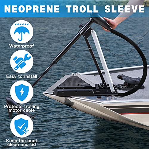 60-Inch Waterproof Trolling Motor Cable Sleeve - Black Wire Cover for Boats