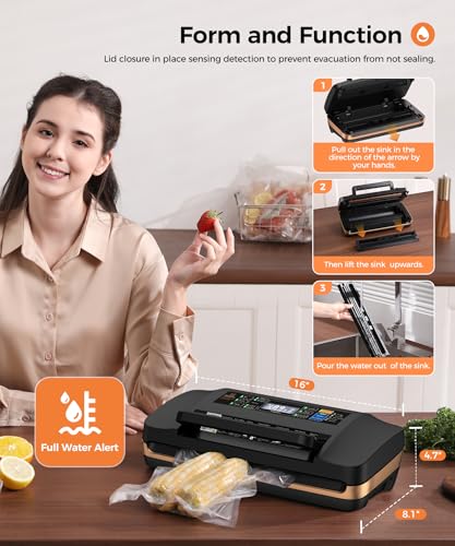 QIQIAOB 95KPa Commercial Vacuum Sealer Machine Black - Double Seal, 8 Modes