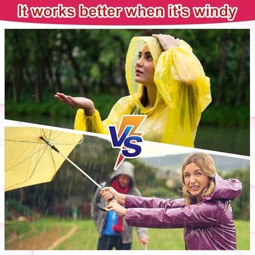 Disposable Rain Ponchos with Hood - 150 Pack Emergency Rainwear - Red & Yellow Variations