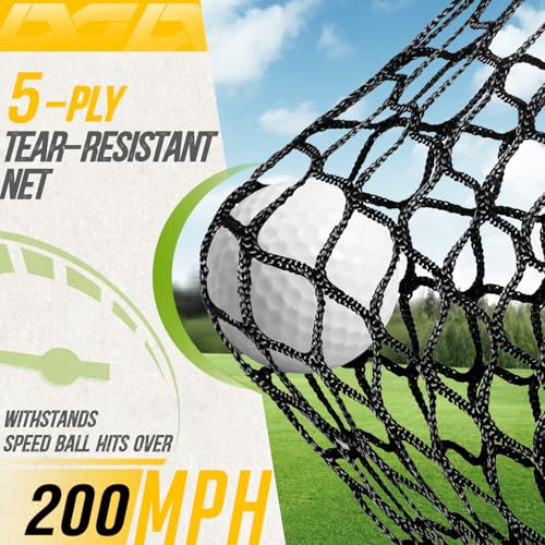 PodiuMax Yellow 10x7ft Golf Practice Net with Noise-Reducing Silk Target, Stable & Durable for Backyard & Indoor Golf Training