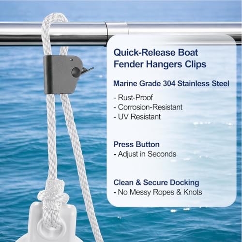 8.5 x 25 Inch Boat Fenders Docking Kit 4 Pack with Inflatable Pump & Stainless Steel Clips