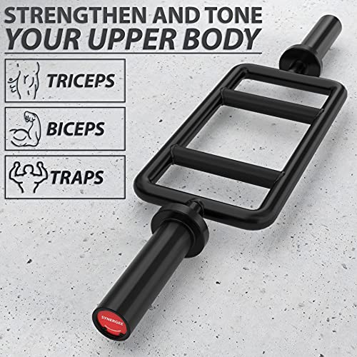 Synergee Tricep Bar 25 lb - Black Phosphate, 34-inch Steel Weightlifting Bar
