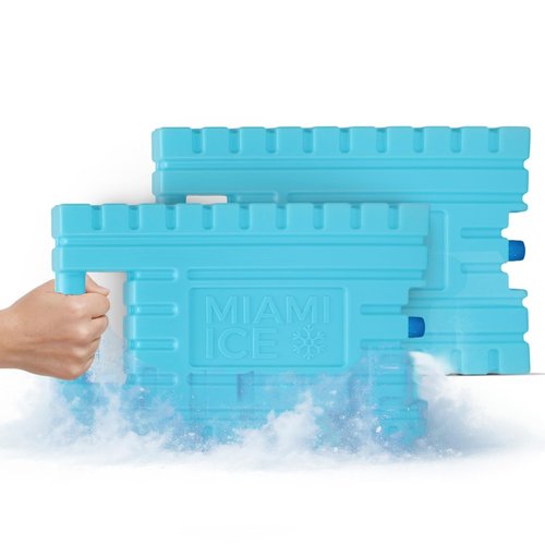 Miami Ice XL Reusable Ice Packs for Cooler (12"x9") - Replaces 14 lbs of Ice, Stays Cold 24–48 Hours, BPA-Free, Built-in Handle, Large Frozen Cooler Ice Packs - 2 Pack