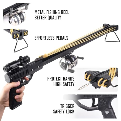 Fishing Slingshot with Metal Reel and Fish Darts - Adult Hunting Catapult
