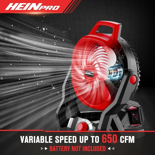 HEINPRO Battery Powered Fan for Milwaukee M18 18V Cordless Jobsite Cooling