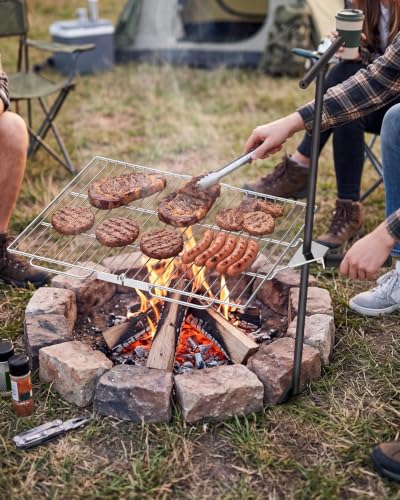 Foldable Campfire Grill Grate - Stainless Steel Outdoor Cooking Rack