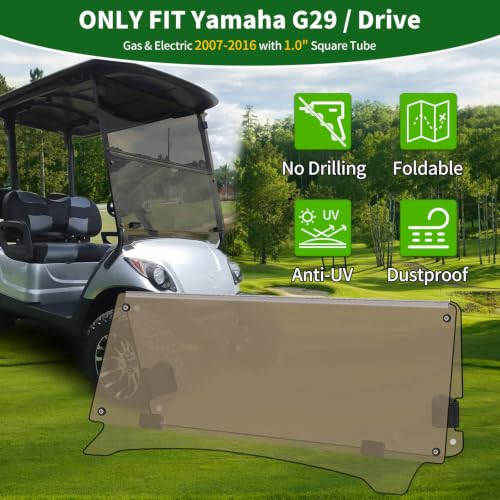 Cartalia Tinted Foldable Windshield for Yamaha G29 Golf Cart 2007-2016 - 5mm Thick Acrylic