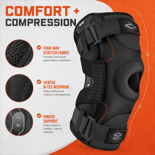 Shock Doctor Hinged Knee Brace for Men & Women Black XL - Support & Stability
