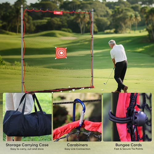 TUBAGOU 10x20FT Golf Practice & Multi-Sport Net - Backyard Hitting Net with Accessories
