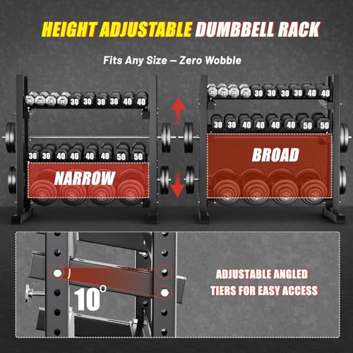 3-Tier Dumbbell Rack with 1500LB Capacity - Adjustable Weight Storage for Home Gym