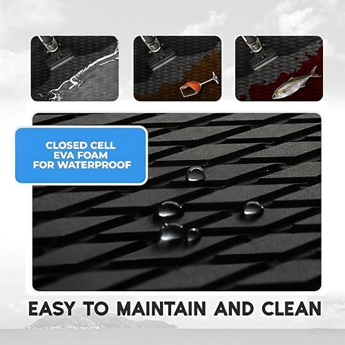 Black EVA Foam Marine Boat Decking Flooring 94" x 23" Diamond Pattern