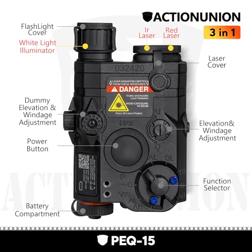 ACTIONUNION Black PEQ-15 Airsoft Laser Light Combo for 20mm Rails