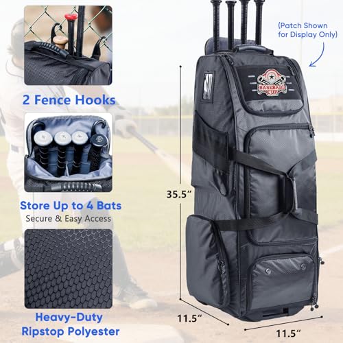 Heavy-Duty Rolling Catchers Gear Bag with Wheels - Black / Style B