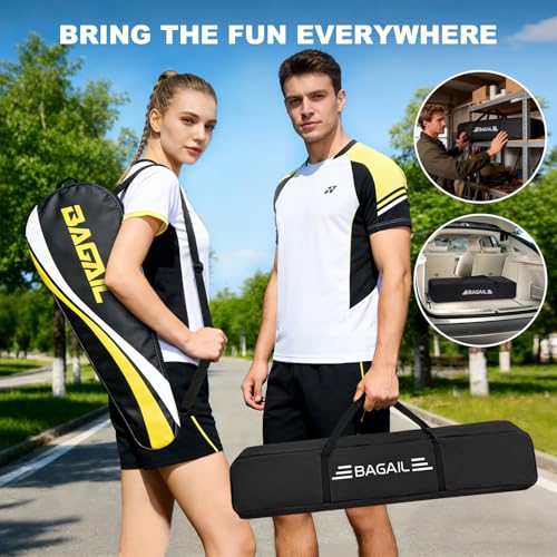 BAGAIL Adjustable Height Badminton & Pickleball Net - Blue Combo, 10 ft Wide
