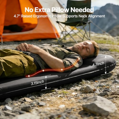 OGERY Self-Inflating 3-Inch Memory Foam Camping Sleeping Pad - Grey