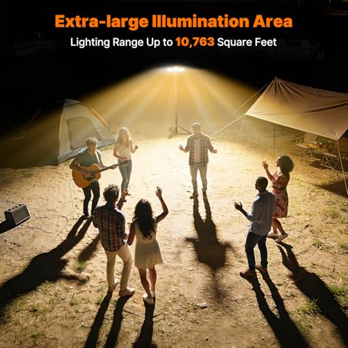 OGERY Black Camping Lights with Stand & Remote, 10000mAh Rechargeable Work Light