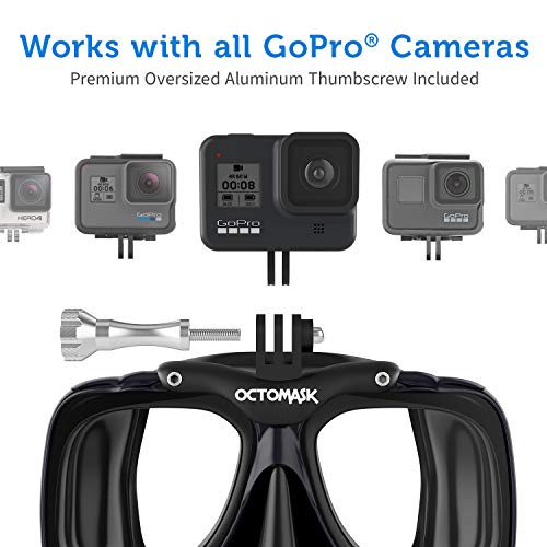 OctoMask Scuba Mask with GoPro Mount - Black Waterproof Snorkeling & Diving Mask