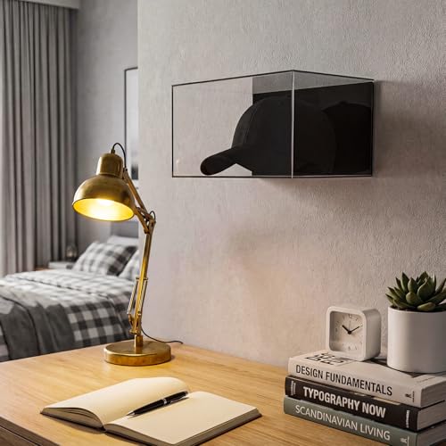 Wall Mount Baseball Hat Display Case Acrylic with UV Protection - Black Backplate