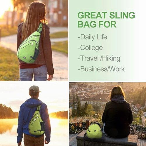 INOXTO Sling Bag, Multipurpose Crossbody Shoulder Bag for Men and Women (Fruit green)