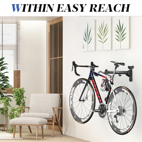 Goovilla Bike Wall Mount Hanger for Mountain, Road & Hybrid Bikes - Black, 1 Pack