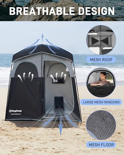 2 Room Black/Grey Portable Shower & Privacy Tent for Camping & Beach