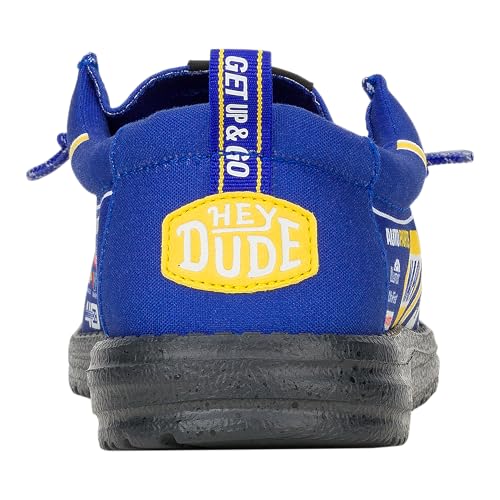 HEYDUDE Men's Wally NASCAR Slip-On Loafer - Blue Multi, Breathable Mesh, Easy-On