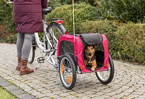 TRIXIE Small Dog Bike Trailer for Bicycles - Up to 33 lbs, Quick Fold & Set-Up, Red