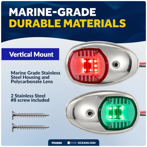 Boat Navigation Lights LED Bow Lights Red and Green Waterproof 12V USCG Certified