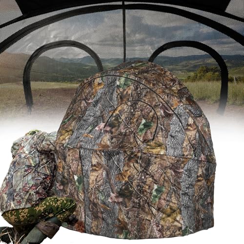 FUNHORUN Hunting Chair Blind for 2 Persons See-Through Camouflage Ground Blind