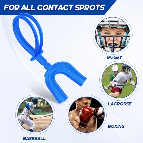 Colorful Football Mouth Guard with Strap - Youth & Adult Sports Safety Set of 10