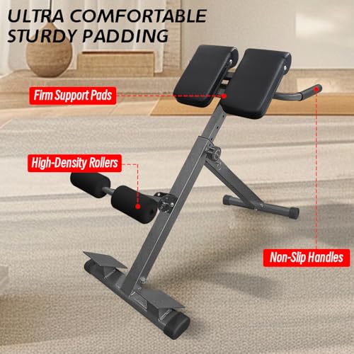 Foldable Hyperextension Roman Chair for Home Gym - 250LBS Capacity