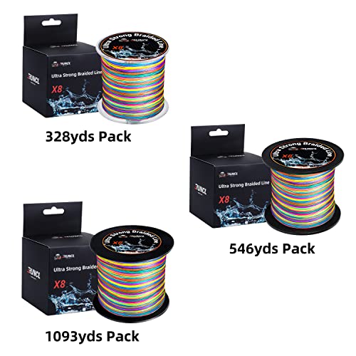 RUNCL 40lb Braided Fishing Line - Multicolor 1093yds Super Strong Abrasion Resistant