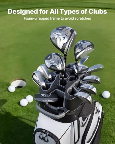 VEVOR Gray Golf Cart Bag with 14-Way Divider, Rain Hood & Storage Pockets