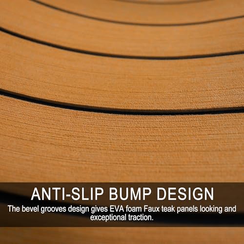 Self-Adhesive EVA Foam Marine Boat Flooring - Faux Teak Decking Brown 94.5x47.2"