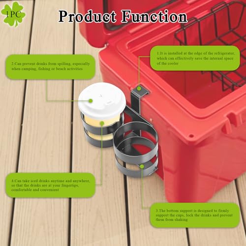 Black Cooler Beverage Holder Fits YETI Tundra & RTIC Coolers - 3.4" D - 1 Pc