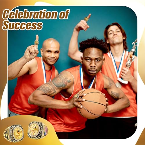 Basketball Championship Rings Bulk with Holder - 16 Pieces Award Gift