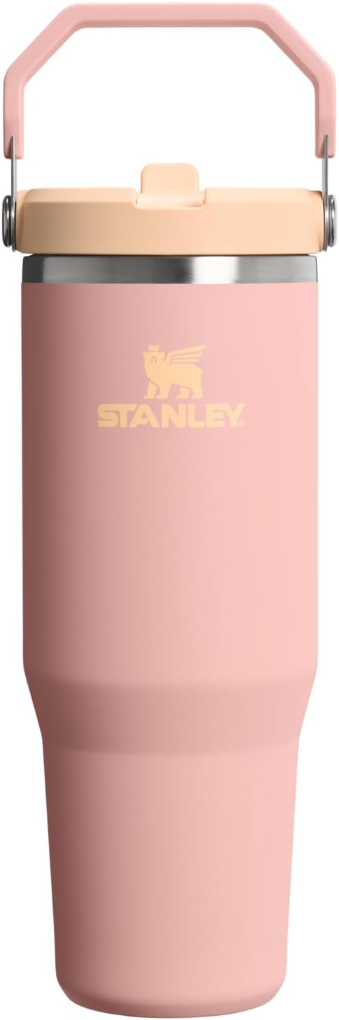 STANLEY IceFlow 2.0 Tumbler - 30 oz Insulated Water Bottle with Flip Straw & Handle | BPA-Free Peach Rose