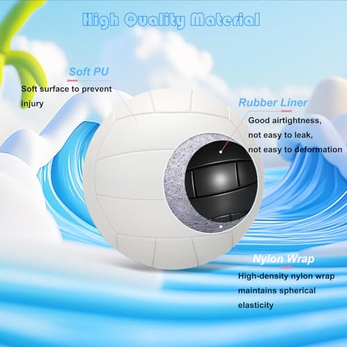 Official Size 5 Volleyball for Indoor Outdoor Play Soft Touch Durable Design with Pump