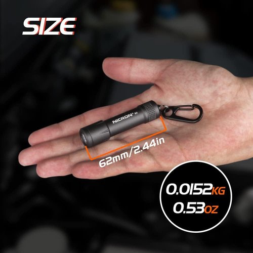 NICRON EDC Keychain Flashlight N1 - Mini LED Light, IPX7 Waterproof, Portable for Outdoor Use | Grey