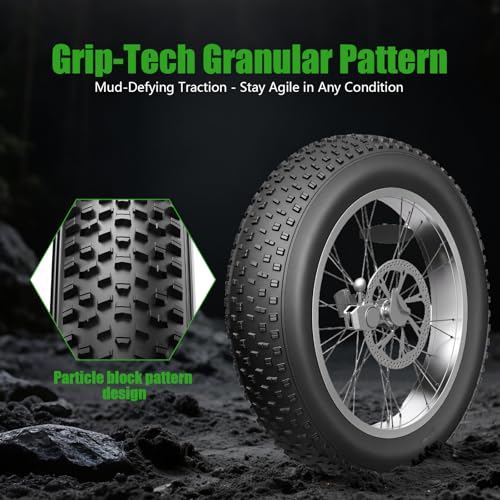 Kulifoo 20x4.0 Fat Tire Electric Bike Tires - 2 Pack, Off-Road, Low Resistance