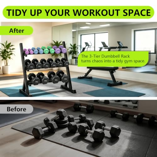 3-Tier Dumbbell Rack for Home Gym – Heavy-Duty Weight Storage Stand