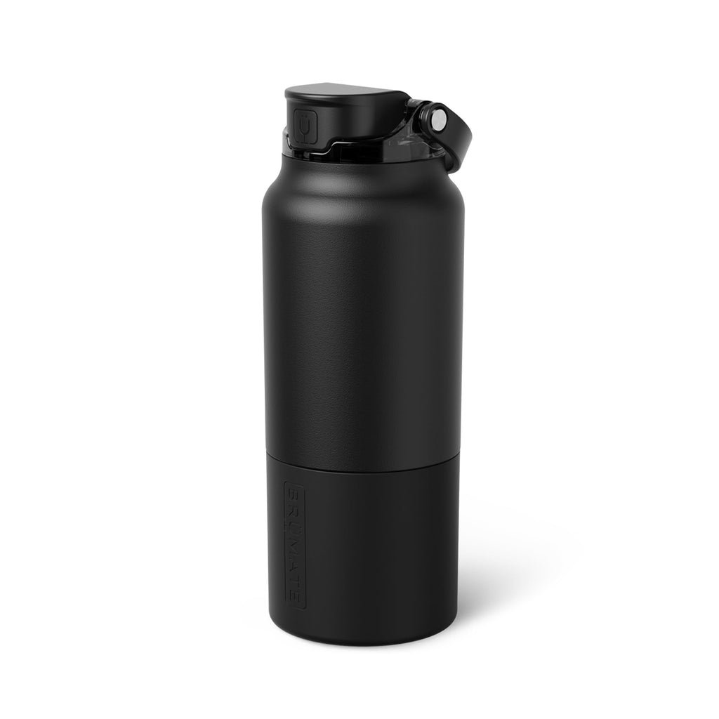 BrüMate Rise 35oz Water Bottle With 100% Leakproof Covered Silicone Straw | Insulated Stainless Steel Water Bottle With Removable Straw | Fast Flow | Soft Sip Silicone Spout | BPA-Free (Matte Black)