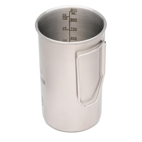 The Pathfinder School X Geopress Nesting Cup with Lid – Heavy-Duty Stainless Steel Camping Cup with Graduated Measurements – Bat Wing Handles – Ideal Outdoor and Backpacking Gear, 30oz/900ml Capacity
