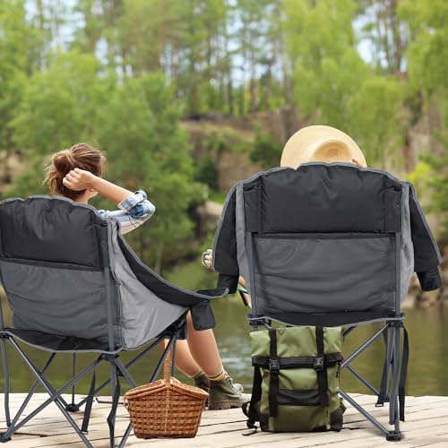 Oversized Camping Chair with Cup Holder 500LBS - Black, 1PC