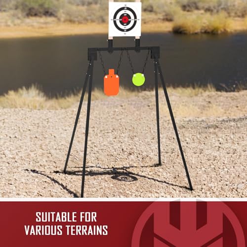 Height-Adjustable AR500 Steel Shooting Targets Set with Stand - Silhouette & Gong