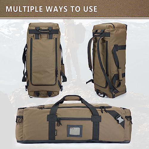 VEAGIA Brown 105L Large Water-Repellent Duffel Bag for Travel & Sports