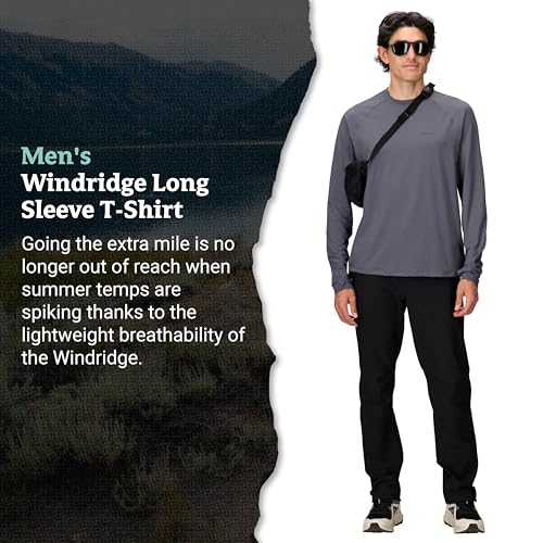 Men's Windridge Long Sleeve Shirt - Medium Steel Onyx, Moisture-Wicking, UPF 50
