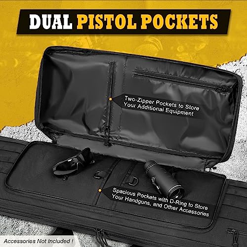 Black 48-Inch Tactical Double Rifle Case with Tuck-Away Backpack Straps