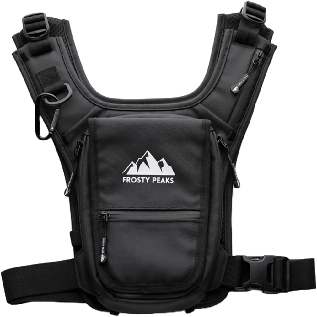 Skiennix Minimalist Chest Rig - Outdoor Chest Pack with Easy-Access Phone Pouch | Black