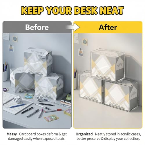 4 Pack Acrylic Elite Trainer Box Protector - Waterproof, Scratch-Resistant, Stackable with Magnetic Lid